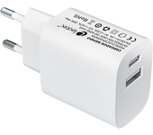 LEOTEC CARGADOR 20W CARGA RAPIDA 1 USB TIPO-C PD 1 USB-A BLANCO
