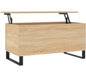 vidaXL Mesa de centro madera contrachapada 90x44,5x45 cm Blanco, Negro, Roble Sonoma Mesita de Salón o Comedor o Auxiliar Mesa de Café Meuble Salón