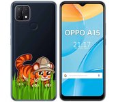Tumundosmartphone Funda Gel Transparente para Oppo A15 diseño Tigre Dibujos