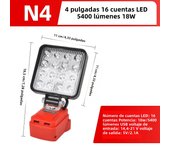 Luz De Trabajo LED Para Batería Milwaukee M18 18V Luz Amplia Con Dos Puertos USB Para Emergencias Y Almacenamiento De Baterías