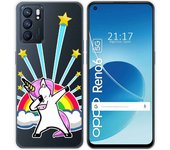 Funda Silicona Transparente para Oppo Reno 6 5G diseño Unicornio Dibujos