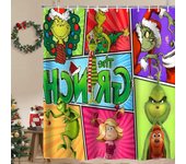 Christmas Cartoon Bathroom  Shower Curtain  Waterproof fabric bathroom Curtain With 12 Hooks Sunflower Home Deco Free Ship