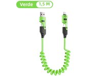NNBILI 4 in 1 65W Spring Short Data Cable 6A USB C Spring Telescopic Quick Charger Wire Spring USB Cable for iPhone 15 14 13 12
