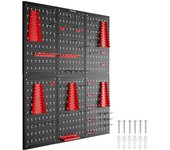 TECTAKE - Panel perforado para herramientas JONAH con ganchos y soportes, Sólida construcción de acero con alta capacidad de carga, Almacenamiento de herramientas que ahorra espacio, individual y ordenado