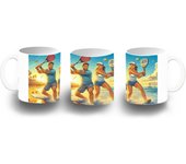 MERCHANDMANIA TAZA COLOR juego padel raquetas amigos deporte playa color mug