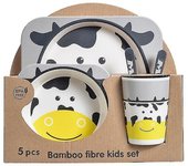 Dinnerware sets homemiyn five-piece bamboo fiber children's tableware cow pattern kid sets