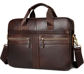 Maletín de Cuero Genuino para Hombre, Bolso Bandolera para Portátil de 14 Pulgadas,Portadocumentos, Maletín de Negocios