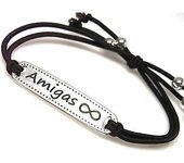 Pulsera Amigas Infinito Plata Y Elástica