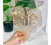 rivet flip-flops rivet jelly thong sandals with bow summer bow flat beach rain boots