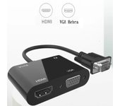 FGNS Adaptador VGA a HDMI, Adaptador VGA Macho a 1080P HDMI hembra + VGA hembra Converter con Audio estéreo de 3,5 mm, Dongle para TV, computadora, computadora portátil, Monitor, proyector
