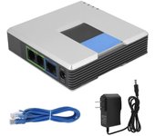 Adaptador de Puerta de enlace VoIP de 2 Puertos Linksys PAP2T with Cable SIP y RJ45 para teléfono de Internet, enchufe estadounidense (100-240 V)