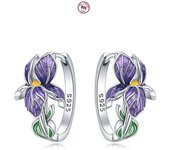 925 Sterling Silver Floral plant series greenery iris vine Hoop Earrings For Women Wedding Engagement Birthday Jewelry Gift 2024