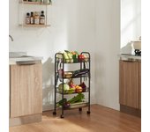 Carrito de cocina Tromsø con 4 cestas acero 83x44x26cm - Negro [en.casa]