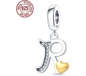 S925 Sterling Silver Heart Shape Letter Pendant Series Charms Fit Original Pandora Bracelet For Women Birthday Fine Jewelry Gift