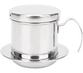 Cafetera vietnamita de acero inoxidable con filtro, cafetera de goteo, para uso doméstico, cocina, oficina, restaurante, cafetería, color plateado brillante