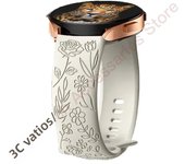 18mm 20mm 22mm Rose engrave Band for Samsung Galaxy Watch 7654 40mm 44mm Gear S3 Silicone Cute Strap Classic 43mm 45mm Active 2