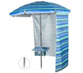 AKTIVE, Sombrilla playa antiviento, Marinera, 210 cm, Protección UV50, Mástil acero, Inclinable y regulable en altura, Tejido poliéster Oxford, Sombrilla para la playa, Sombrillas grandes, Sombrilla playa grande