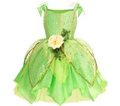 Girls TinkerBell Costume Halloween Costume Green Fancy Dress Fairy Princess Cosplay Carnival Party Costume
