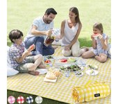 Manta de picnic extragrande para exteriores, 80x80 pulgadas, impermeable, plegable, a Cuadros, para Playa, camping, césped, Parque, accesorios, Lindas Ideas para parejas, registro de bodas (verde y Blanco)