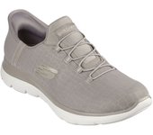 Deportivos Skechers Slip-Ins Summits - Classy Nigh Fabricado En Malla Brillante Con Estampado Serpiente Para Mujer Color Taupe Beige