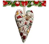 Kit de bordado de adornos navideños con forma de corazón para bordar a mano, adorno colgante para árbol de Navidad con bordado a mano, kits de punto de cruz con forma de corazón con agujas e hilo