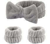 Bow Headband Wristband Set Towel Elastic Soft Washing Face Shower Make Up Yoga Sports Skincare Headband For Women Girls