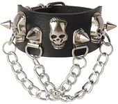 New Skull 2024 Punk Gothic Rock Chains Metal Stud Spikes Rivet Pu Leather Wristband Bangle Wide Cuff Bracelet Women Men Jewelry
