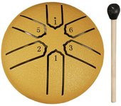 3 Inch 6 Tones Steel Tongue Drum Outdoors Rain Drum Percussion Instrument with Drum Stick Mini Handpan Drum for Yoga Meditation