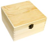 Caja de madera cuadrada con cierre metálico 10 x 18,5 x 18,5 cm, cajita, cofre con tapa para decorar y guardar objetos de valor, joyas, coleccionables