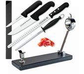 BELLO Mont Blanc - Soporte Jamonero Profesional Plegable. Cuchillos Pinzas y Chaira. Negro