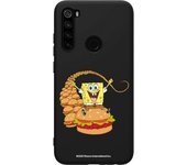 Funda original compatible con Xiaomi Redmi Note 8 Negro con un diseño de Bob Esponja Burgers
