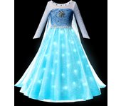 2025 Evening Party Girls LED Lights Elsa Anna Kids Princess Dress Coslplay Halloween Luminous Prom Gowns