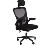 Silla Ergonomic de Oficina Estilo Contemporáneo en Color Negro con Ruedas, Reposabrazos Acolchados 60x117/127x55 cm