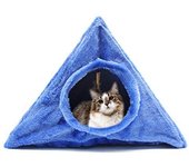 Casa para Gatos Mascotas Portable Plegable Forma Triángulo con Juguete Interior Color Envia al Azar 49.5x24.7x33 cm BPS-3196