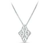 Inmaculada Romero Gargantilla Oro Blanco Mujer Colgante Alargado Circonitas Formas Caladas 20x15mm