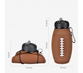 Botella de agua plegable de silicona con forma de fútbol, ​​trofeo de la Copa del Mundo y llavero con forma de fútbol, ​​sin BPA, 550 ml/19 oz, botella de agua plegable para deportes, perfecta para la escuela, regalo increíble para niños y niñas