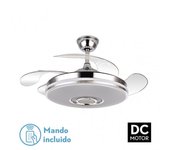 FABRILAMP Ventilador de Techo DC Noto 72W Cromo con Bluetooth - Aspas Desplegables - Luz Regulable