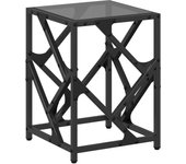 vidaXL Mesa de centro de acero y superficie vidrio 30x30x41 cm Transparente, Negro, Mesita de Salón o Comedor o Auxiliar Mesa de Café Meuble Salón