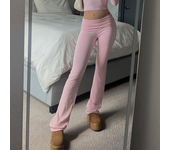 Rockmore Women's Plain High Waist Flare Leg Leggings Summer Elastic Skinny Pants Solid Comfy Breathable Bell Bottom Trousers