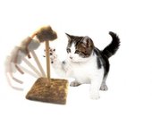 Mediawavestore Juguete + Rascador para Gatos con Ratón Oscilante y Base de Madera