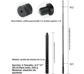 Invisible Selfie Stick for GoPro 13 12 11 10 9 8 Insta360 X5 X4 X3 X2 1/4" Extended Monopod Pole For Sports Camera Accessories