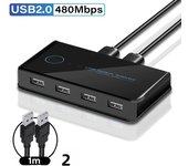 USB 3.0 KVM Switch USB Shared Switcher 2 Inputs 4 Outputs for Laptop PC Keyboard Mouse Printer USB Switch Controller Hub Adapter