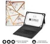 Funda con Teclado Subblim Keytab Pro Bluetooth para Tablets de 9"-11"/ Marmol Blanco