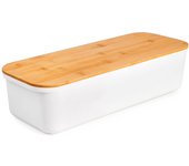 IBILI - Panera Baguette con Tabla de Corte Incorporada en Bambú. Blanco