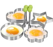 Molde creativo de acero inoxidable para hacer huevos fritos con cuatro formas, para hacer panqueques, utensilio para hornear sándwiches de huevo casero
