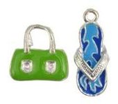 CRAFT DISCOUNT                      COLGANTES BOLSO Y CHANCLA ESMALTE AZUL Y VERDE