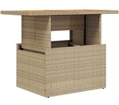Mesa de Jardín Ratán PE y Madera de Acacia beige 100x55x73 cm