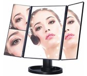 Espejo de maquillaje 3 en 1 LED-Espejo para maquillaje-Toque Negro