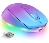 BOW Purple Wireless Mouse Rechargeable Mouse for Laptop Small Cordless Mice  Quiet Click LED Rainbow Lights for Computer