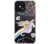 Funda original compatible con iPhone 12 Pro Max con un diseño de Bob Esponja Caballito Arcoiris